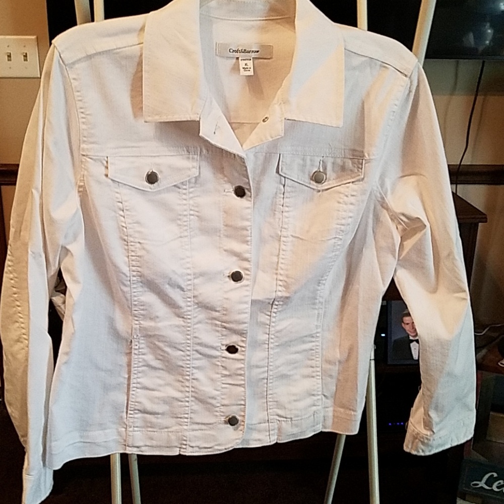 Croft and Barrow white denim jacket